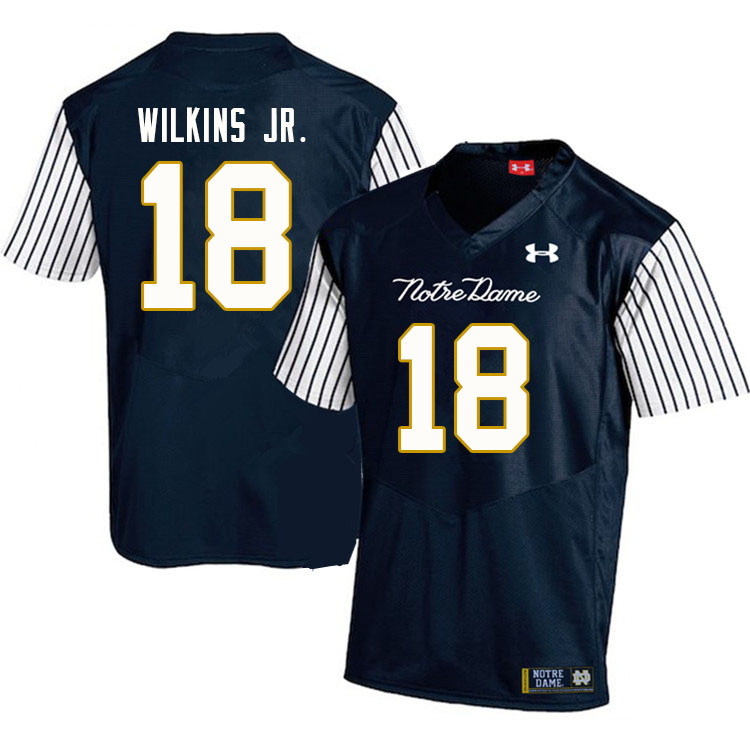 Men #18 Joe Wilkins Jr. Notre Dame Fighting Irish College Football Jerseys Sale-Alternate Navy